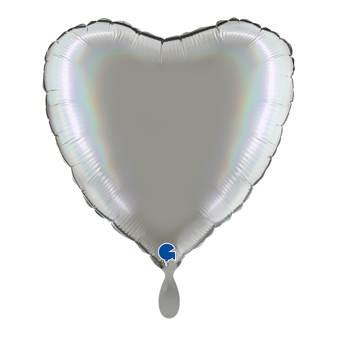 1 Balloon - Heart - Rainbow Holographic Platinum Pure