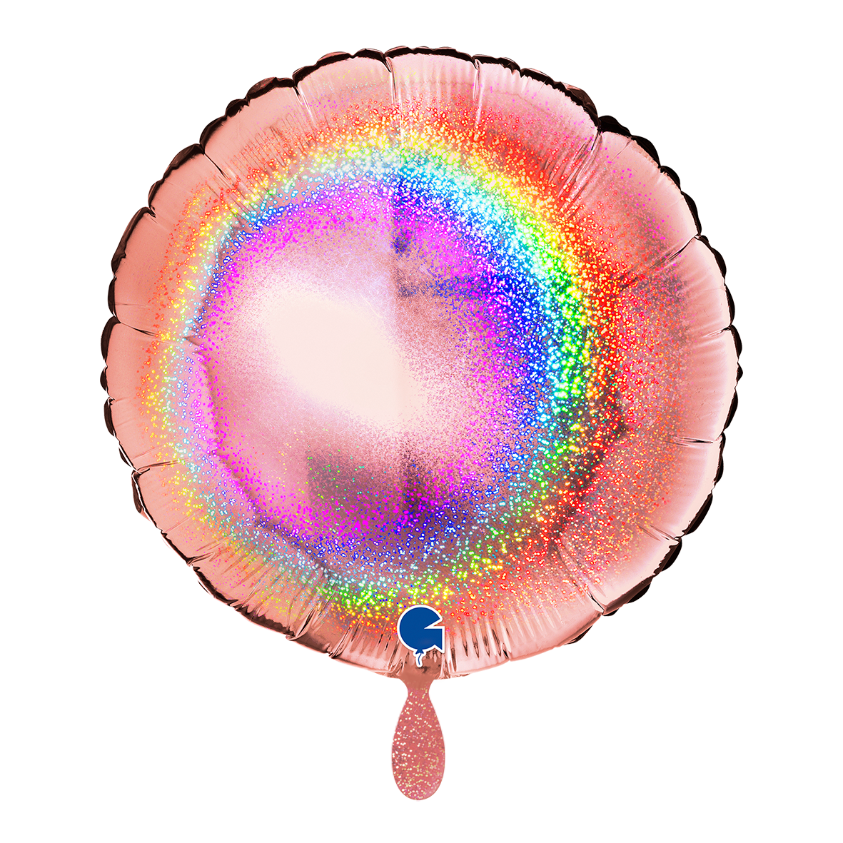 1 Balloon - Round - Glitter Holographic Rose Gold