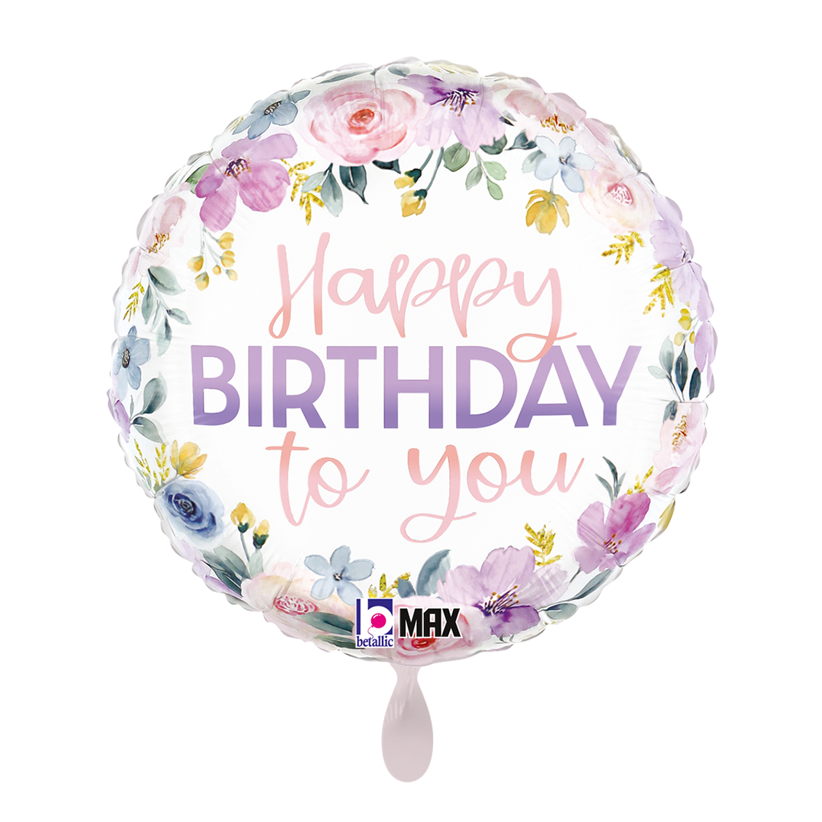 1 Balloon - Floral Watercolor Birthday