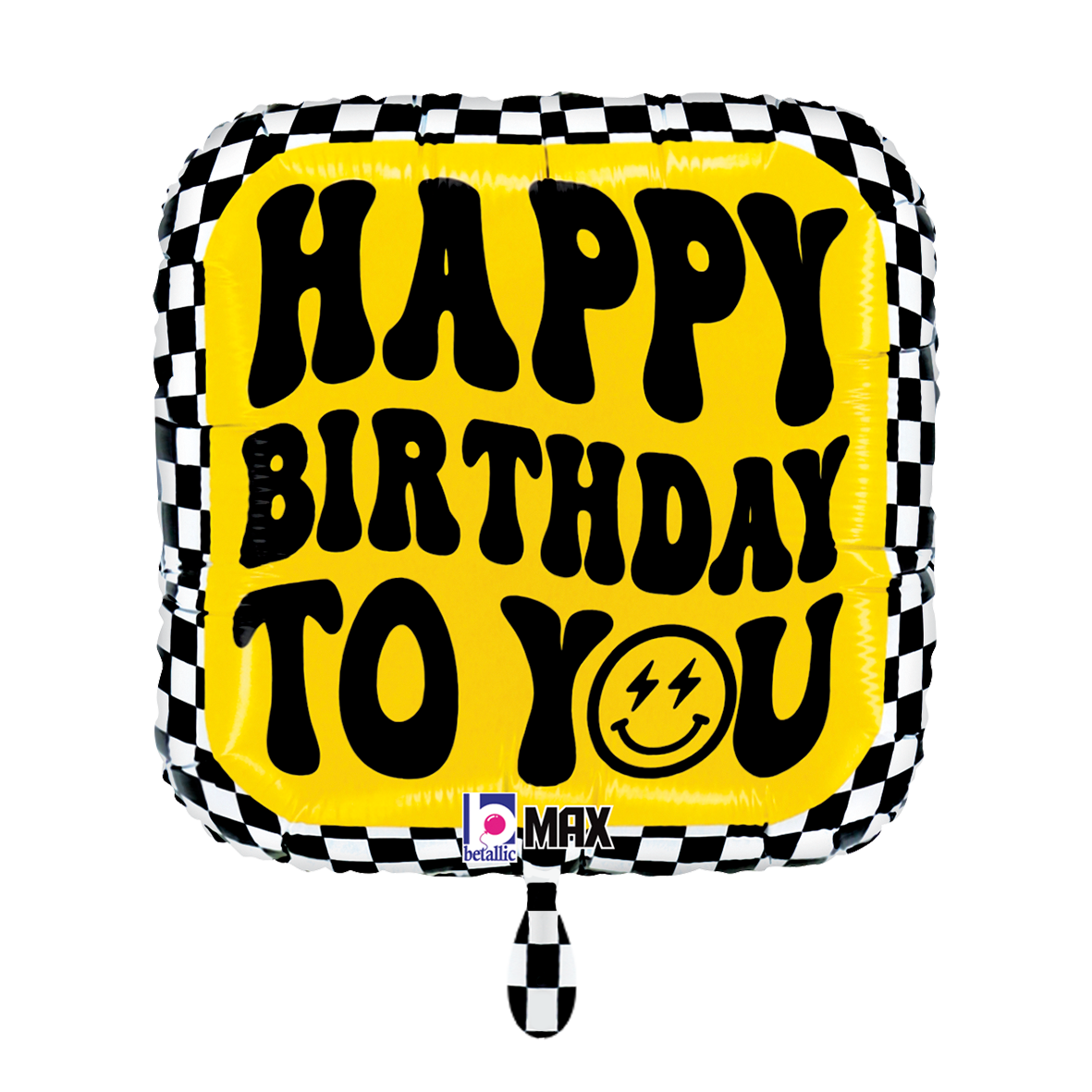 1 Balloon - Smiley Checkerboard Birthday
