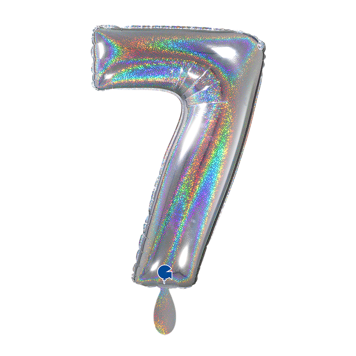 1 Balloon XL - Number 7 - Glitter Holographic Silver