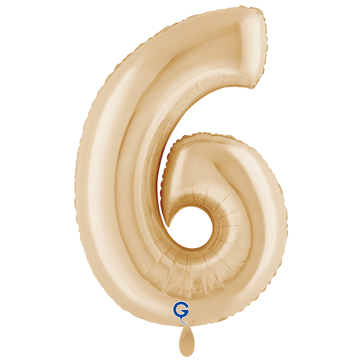 1 Balloon XXL - Number 6 White Gold