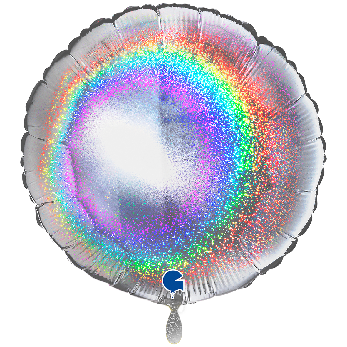 1 Balloon XXL - Round - Glitter Holographic Silver