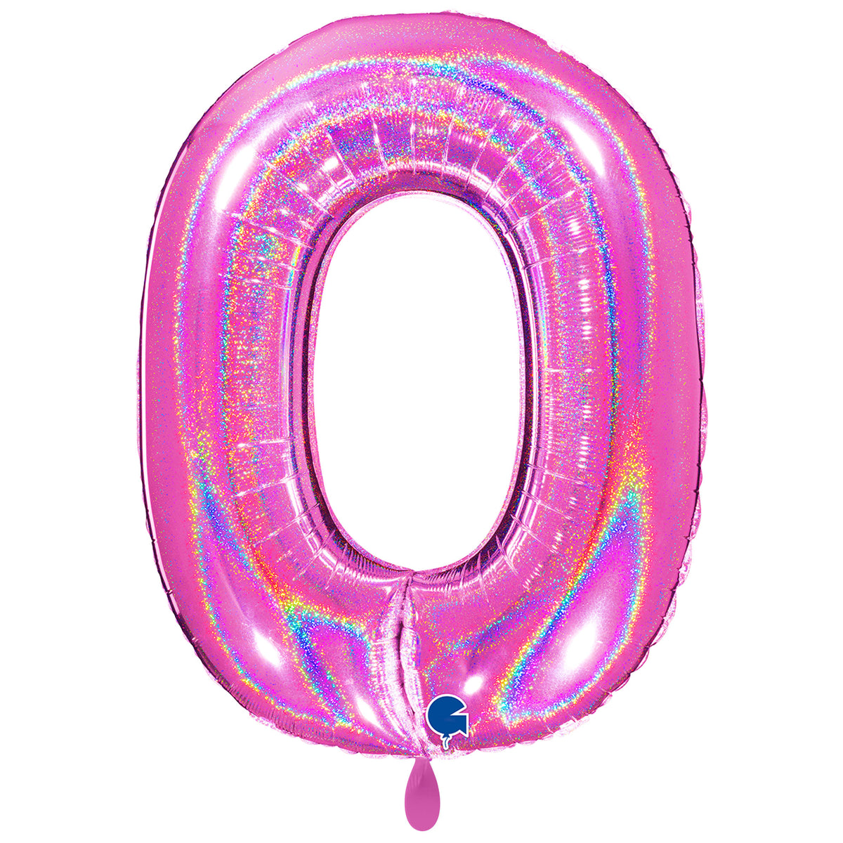 1 Balloon XXL - Number 0 - Glitter Holographic Fuxia