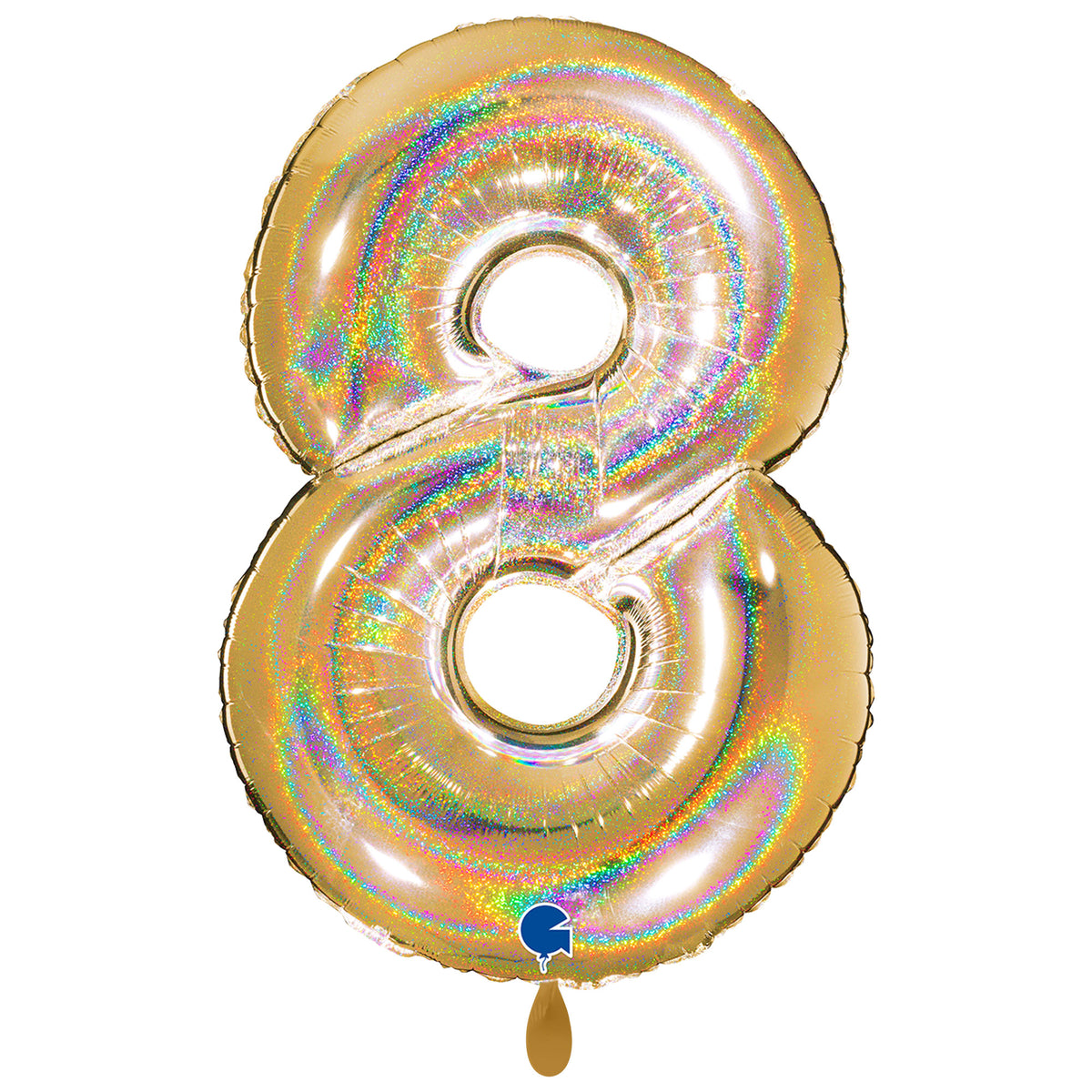 1 Balloon XXL - Number 8 - Glitter Holographic Gold