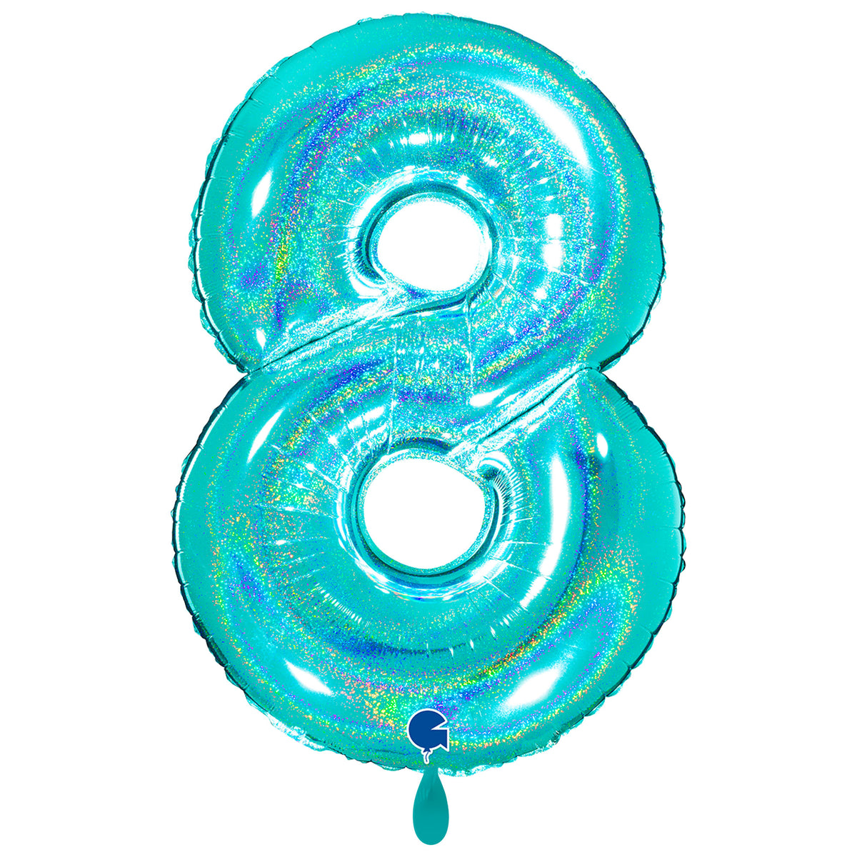1 Balloon XXL - Number 8 - Glitter Holographic Tiffany