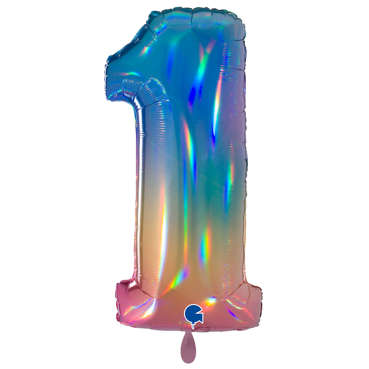 1 Balloon XXL - Number 1 - Colourful Rainbow