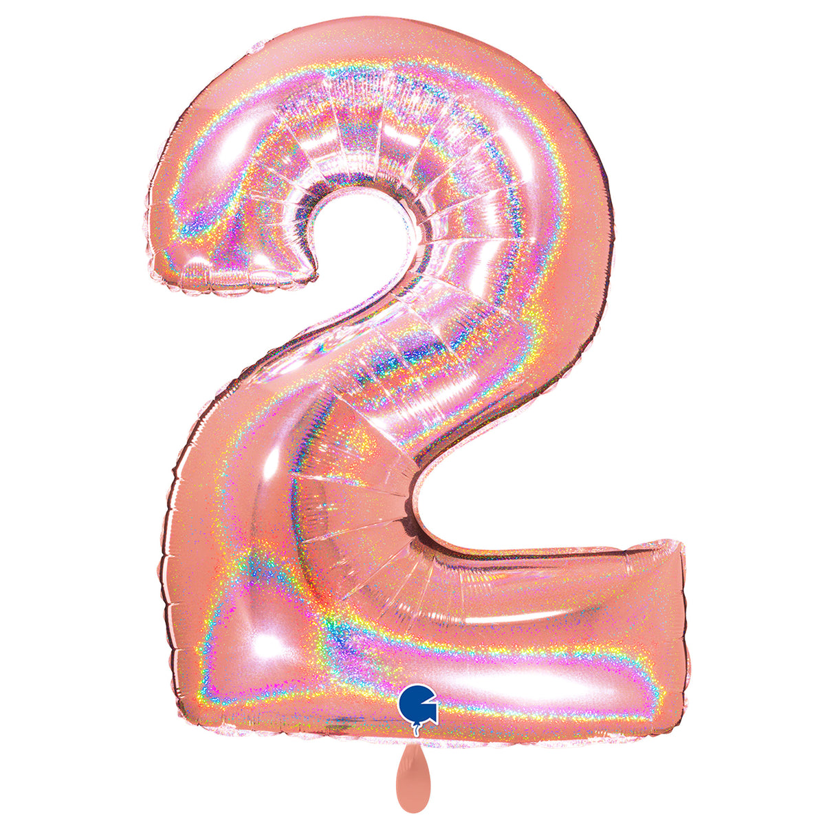 1 Balloon XXL - Number 2 - Glitter Holographic Rose Gold