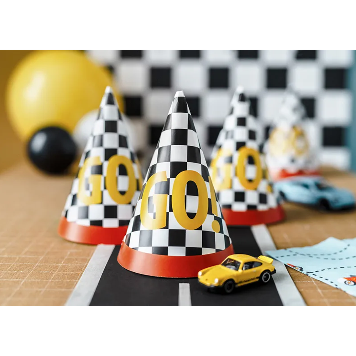 6 Partyhüte - Racing Cars
