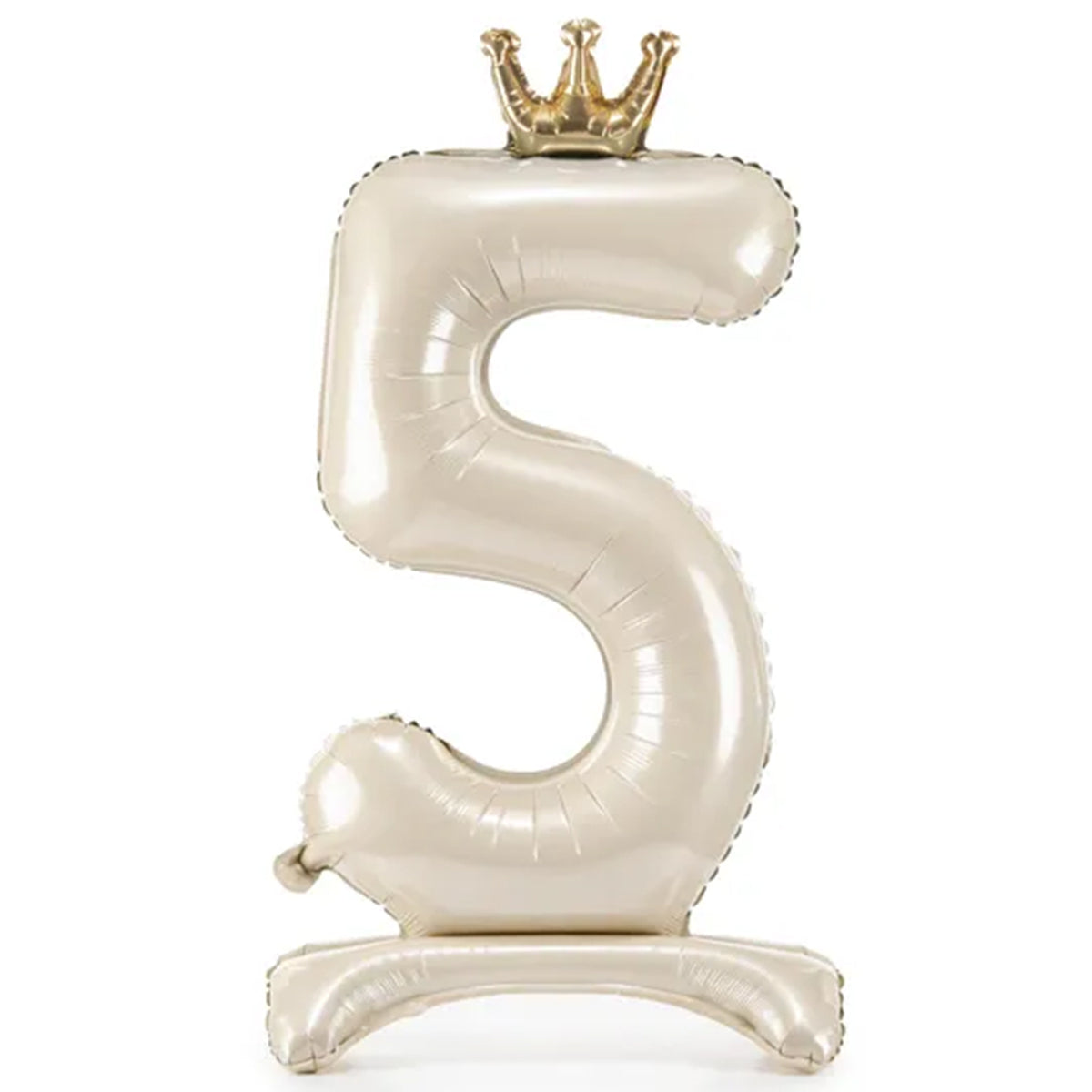 1 Ballon XXL mit Standfuß - Zahl 5 - Light Cream