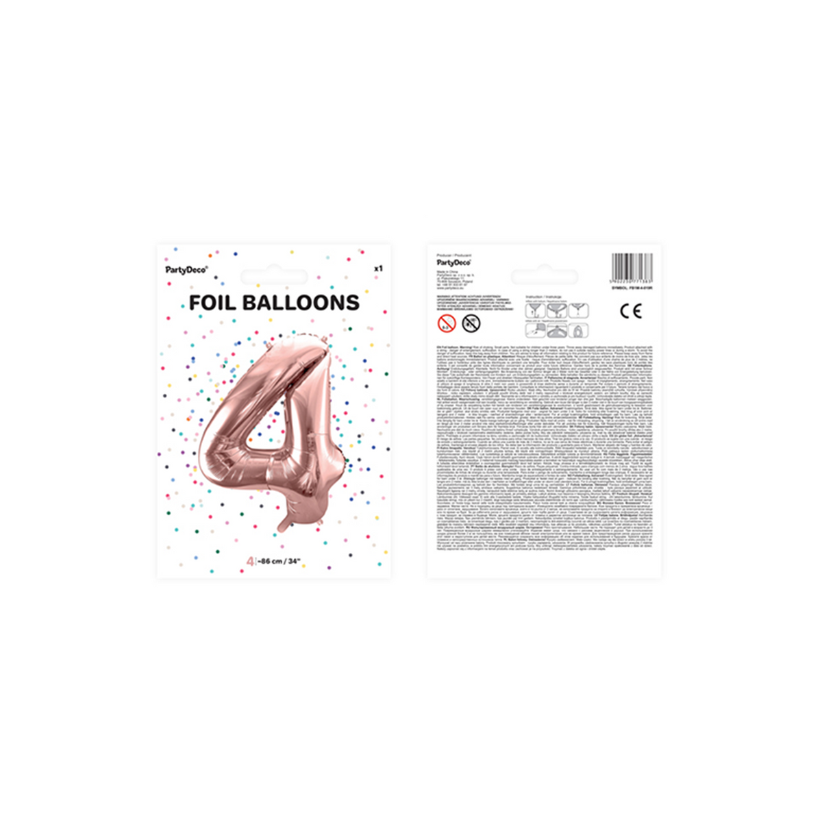 1 Ballon XXL - Zahl 4 - RoseGold