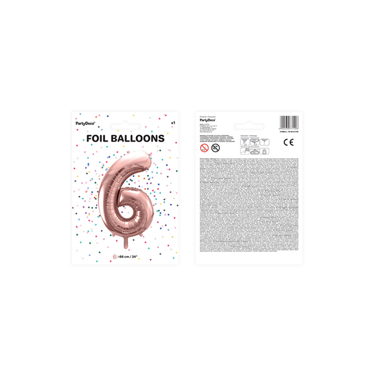 1 Ballon XXL - Zahl 6 - RoseGold