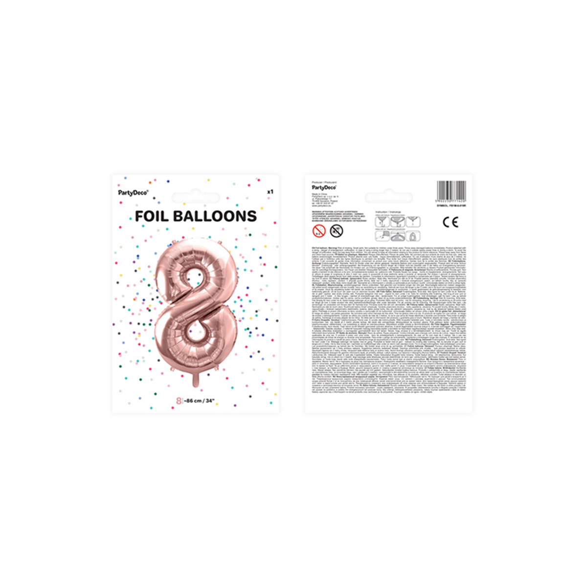 1 Ballon XXL - Zahl 8 - RoseGold