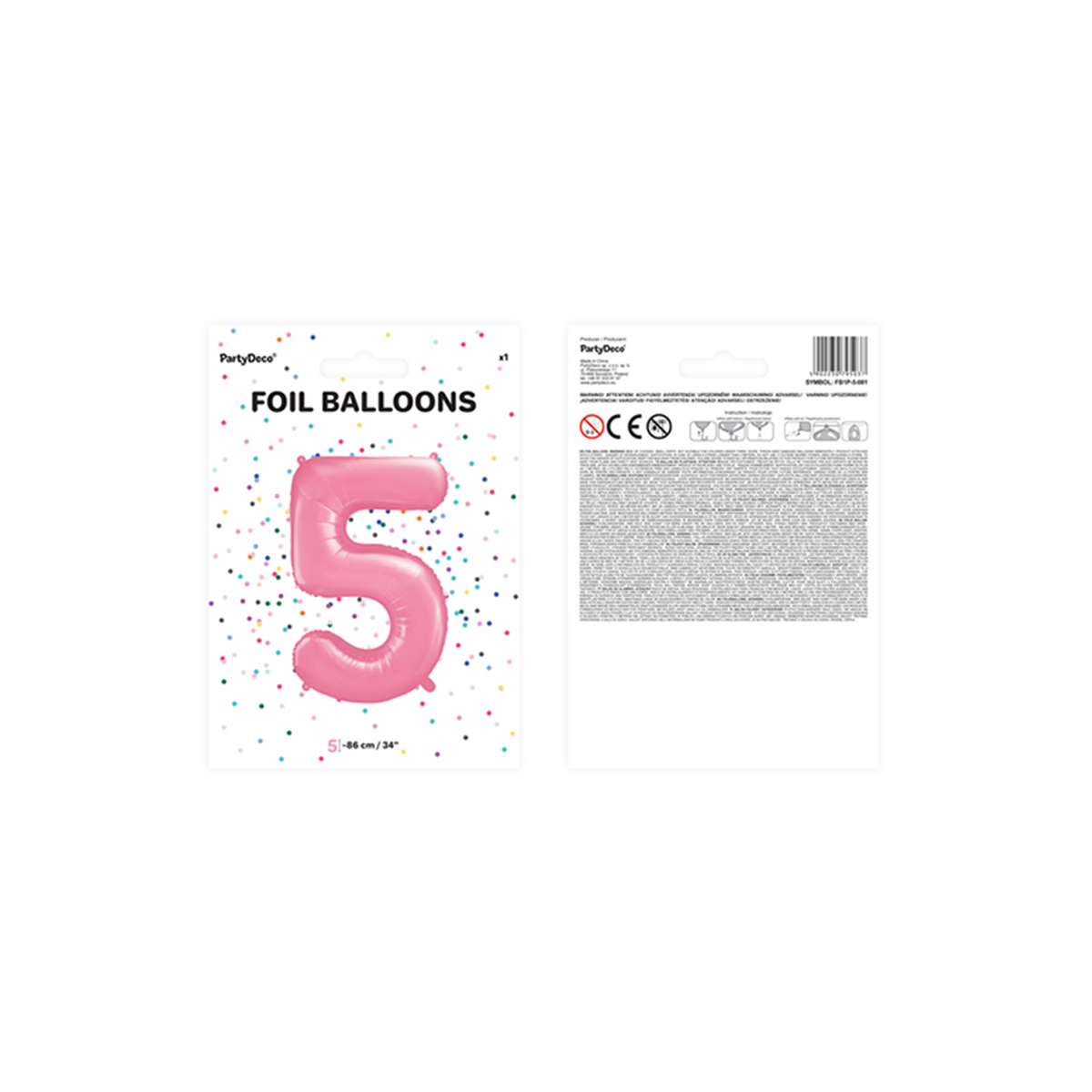 1 Ballon XXL - Zahl 5 - Rosa