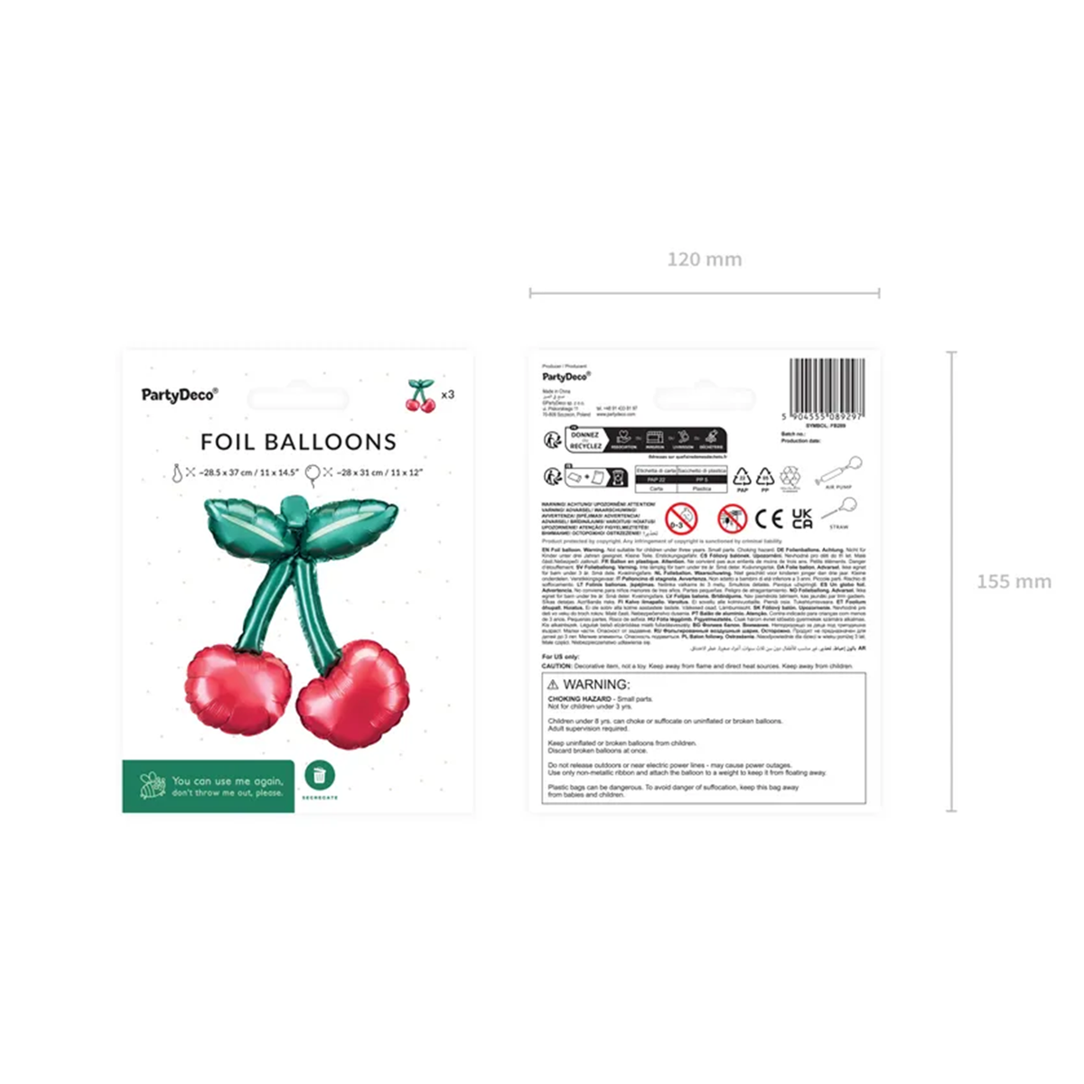 3 Folienballons für Girlanden - Cherries