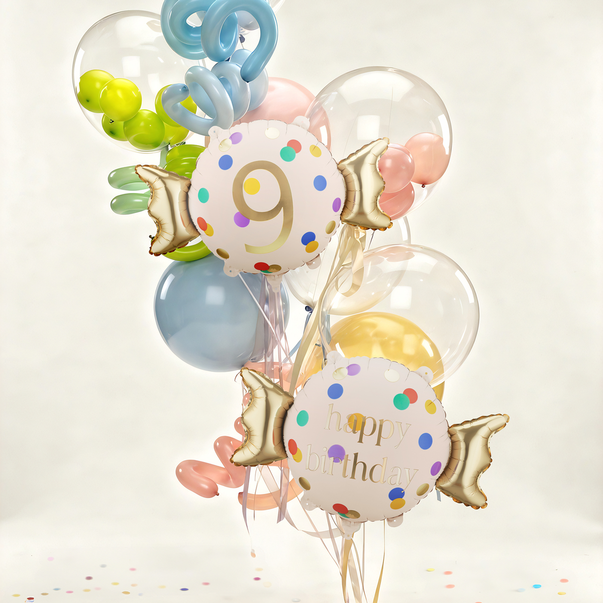 1 Ballon - Zahl 9 - Bonbon