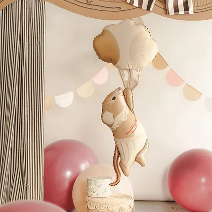 1 Ballon XXL - Maus mit Luftballons
