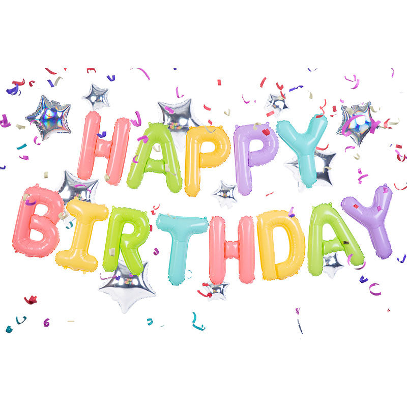 1 Ballon - Schriftzug - Happy Birthday - Bunt