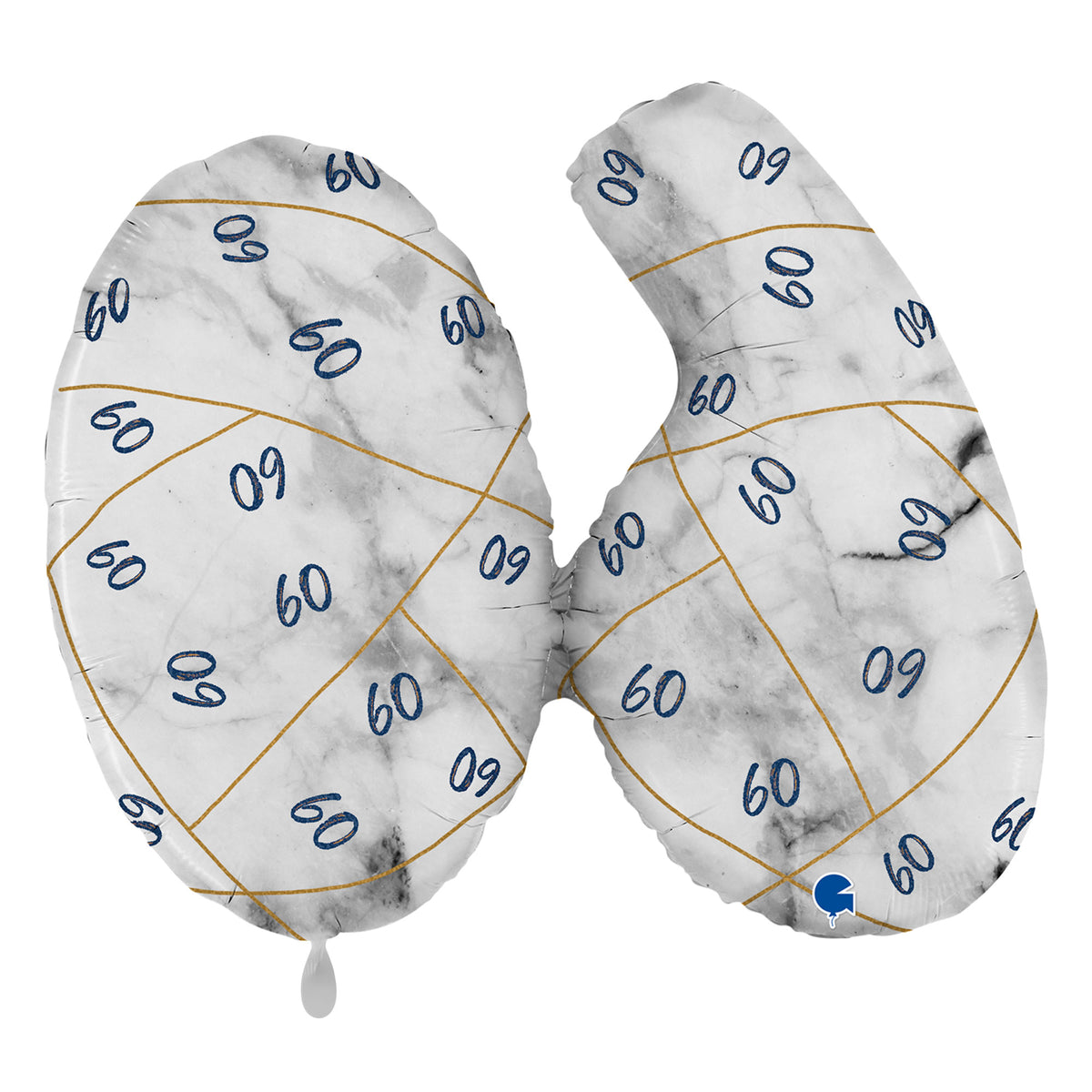1 Balloon XL - Marble Mate Numbers 60 Blue