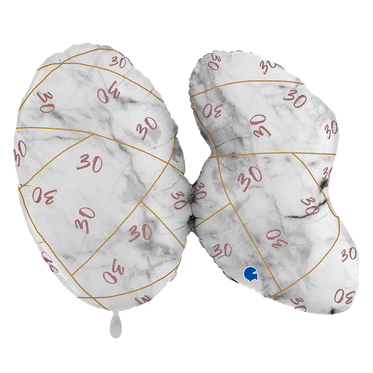 1 Balloon XL - Marble Mate Numbers 30 Rose Gold