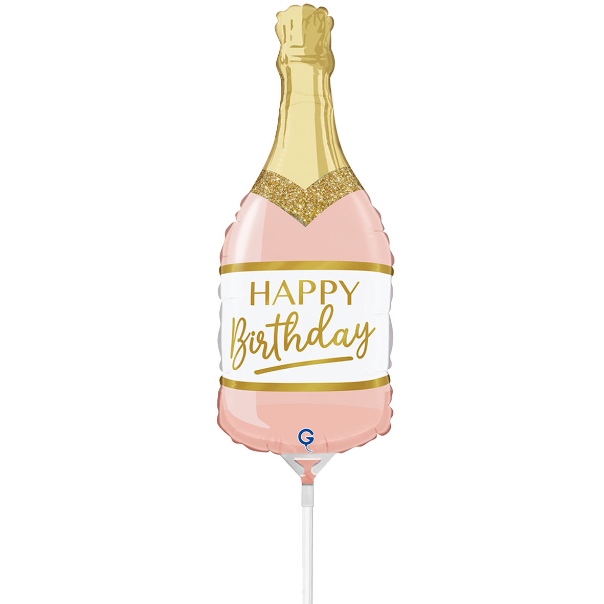 10 Miniballoons Airfilled - Pink Birthday Bottle mini (Unverpackt)