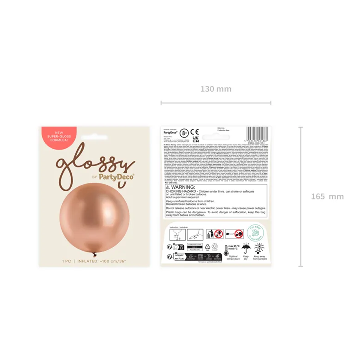 1 Riesenballon - Ø 100cm - Glossy - Roségold