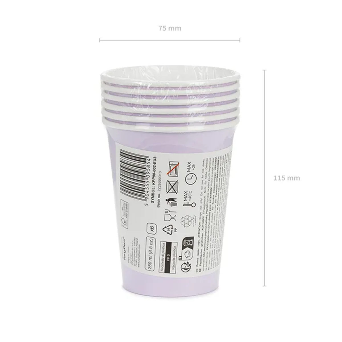 6 Pappbecher - Lavendel - 250ml