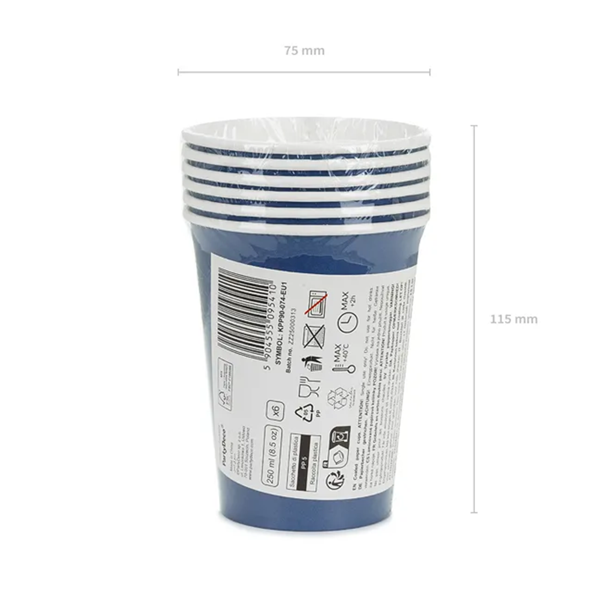 6 Pappbecher - Dunkelblau - 250ml