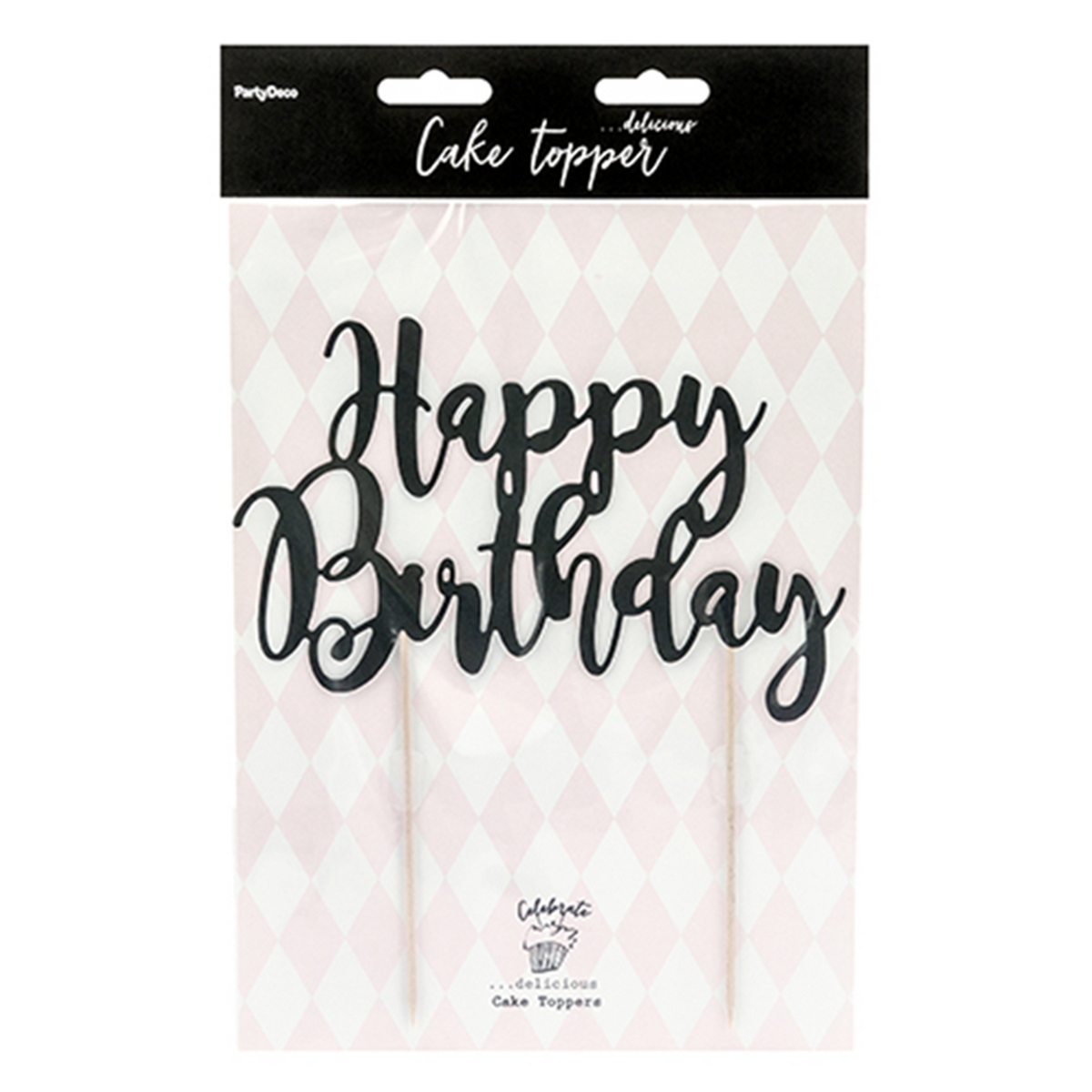 1 Cake Topper - Happy Birthday - Schwarz