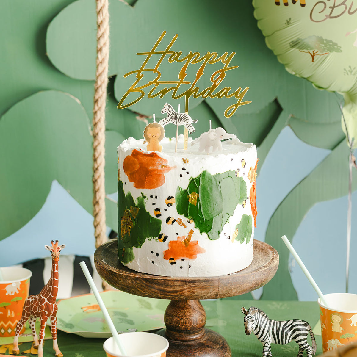 1 Cake Topper - Happy Birthday - Gold