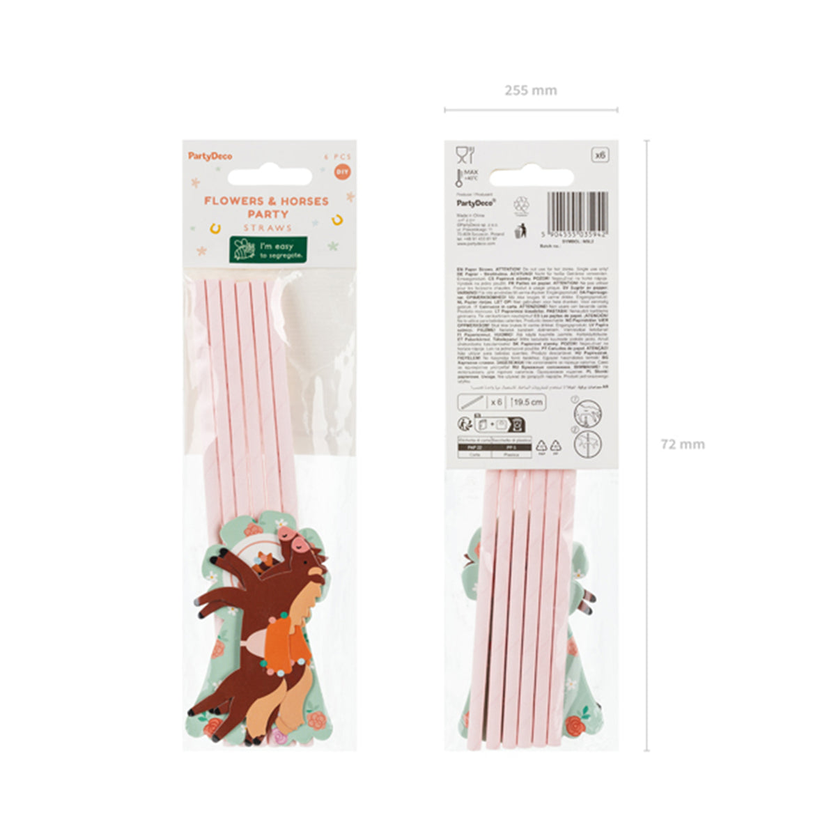 6 Papierstrohhalme - Horses