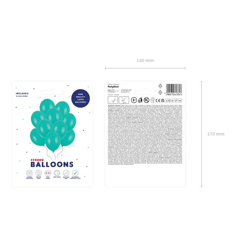10 Luftballons - Ø 27cm - Pastell Aquamarine