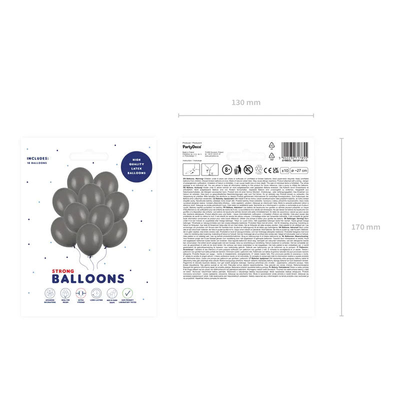 10 Luftballons - Ø 27cm - Pastell Grey