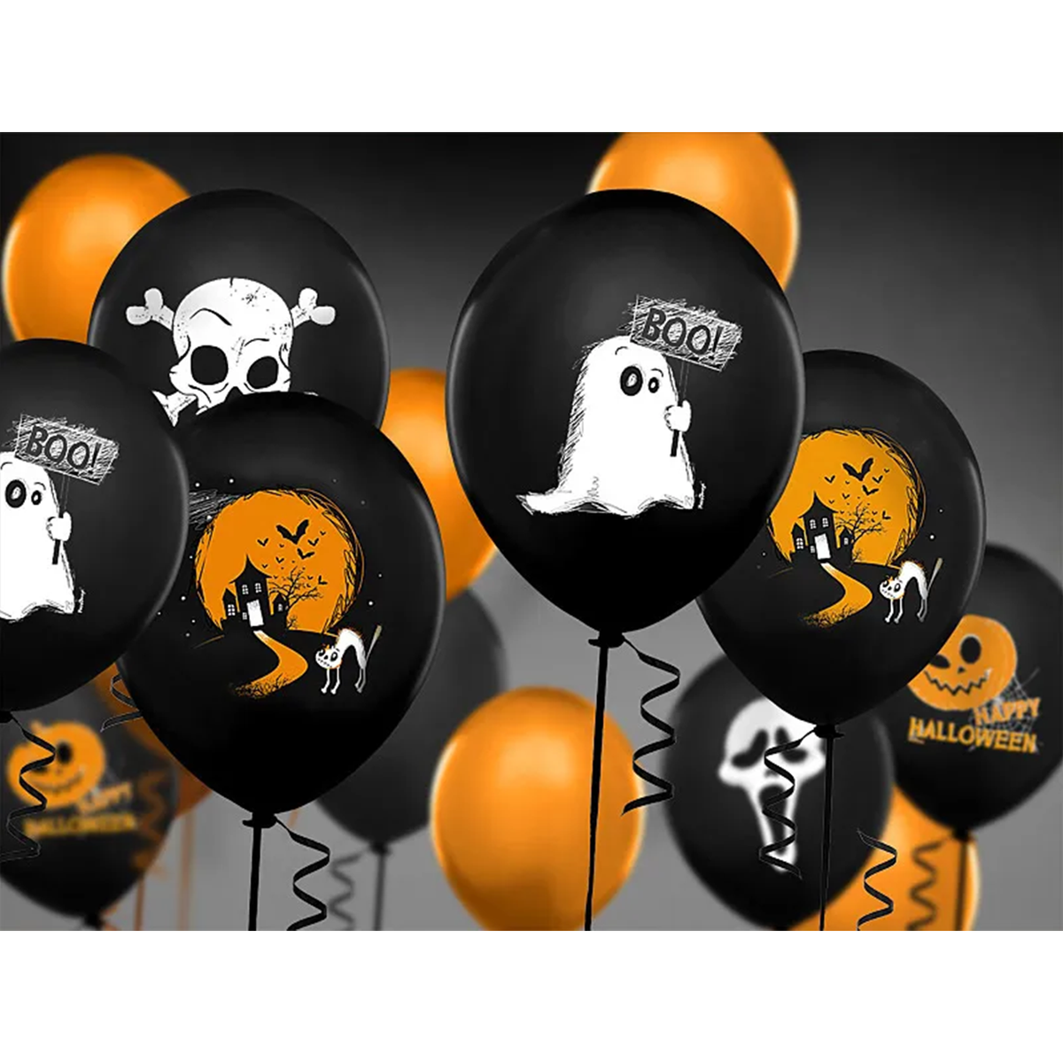 6 Luftballons - Ø 30cm - Geist - Pastel Black
