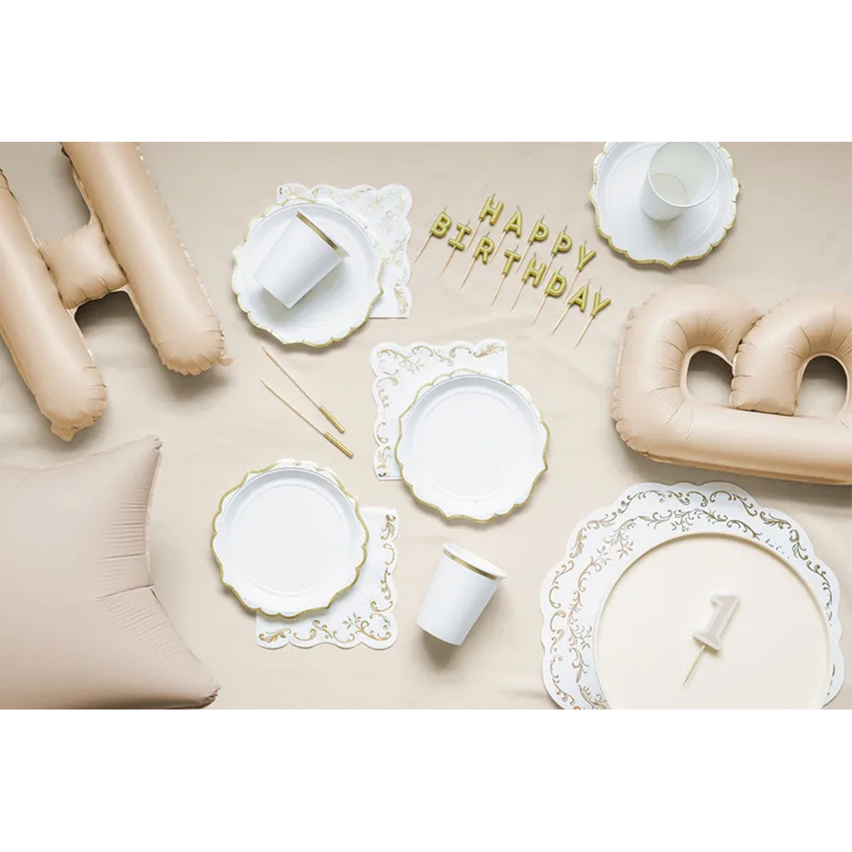 12 Kuchenkerzen XL - Beige Gold