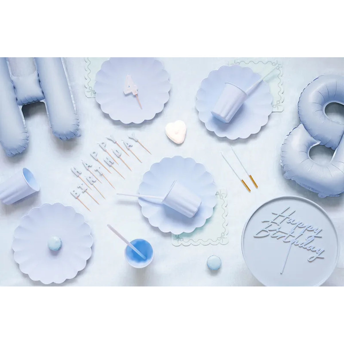 13 Kuchenkerzen - Happy Birthday - light blue