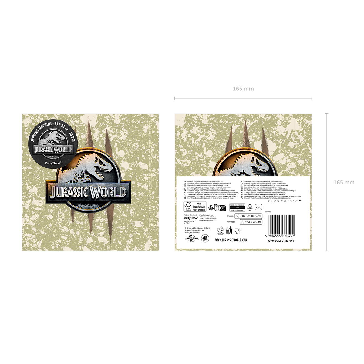 20 Servietten - Jurassic World - 33cm
