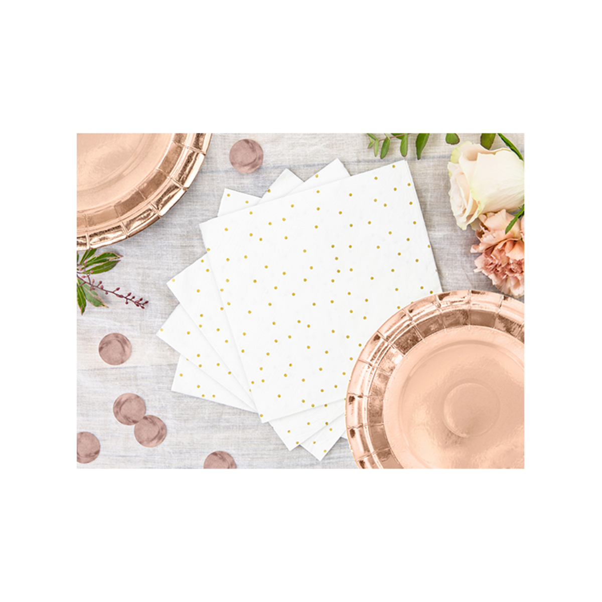 20 Servietten Trend - 33cm - White with Dots