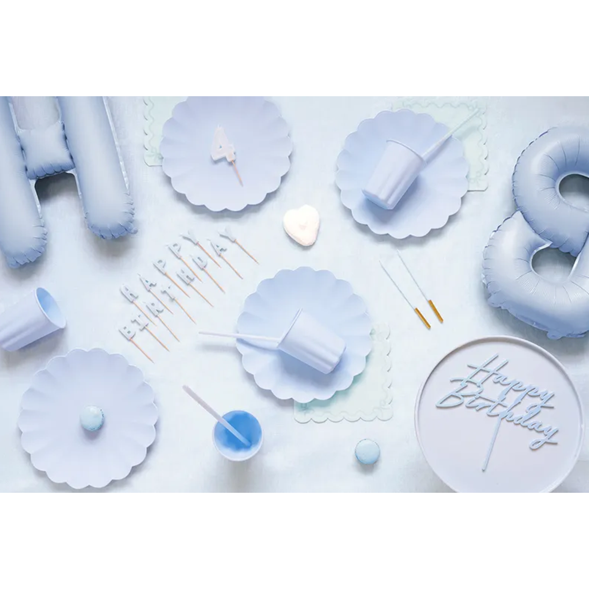 12 Plastikstrohhalme - Hellblau