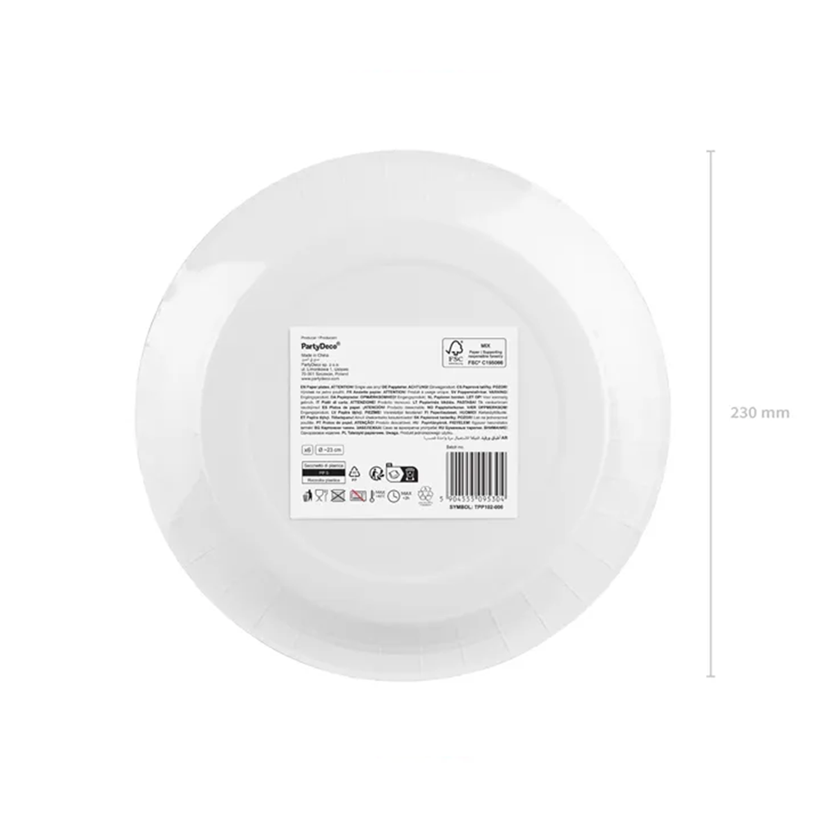 6 Pappteller - Dunkelrosa - 23cm