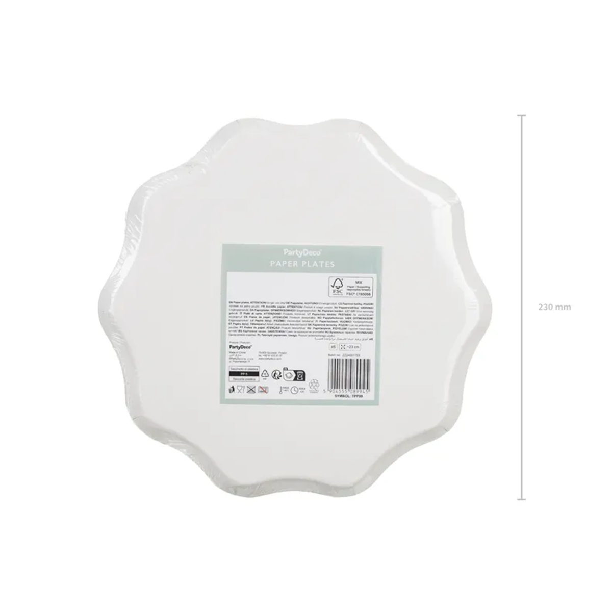 6 Pappteller - Karomuster - 23 cm - Mix