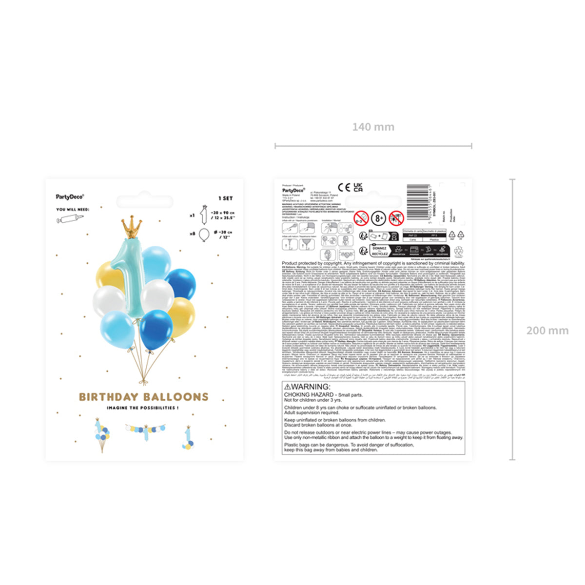 1 Ballonset - First Birthday, blue