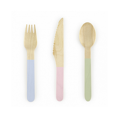 Holzbesteck - 18er Set - Color Mix