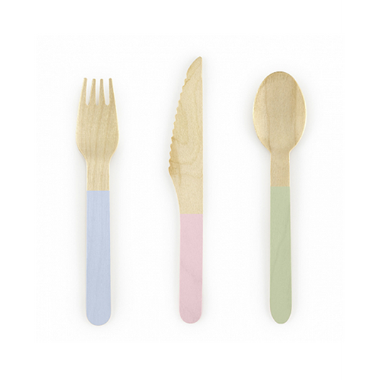 Holzbesteck - 18er Set - Color Mix