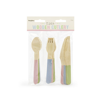 Holzbesteck - 18er Set - Color Mix