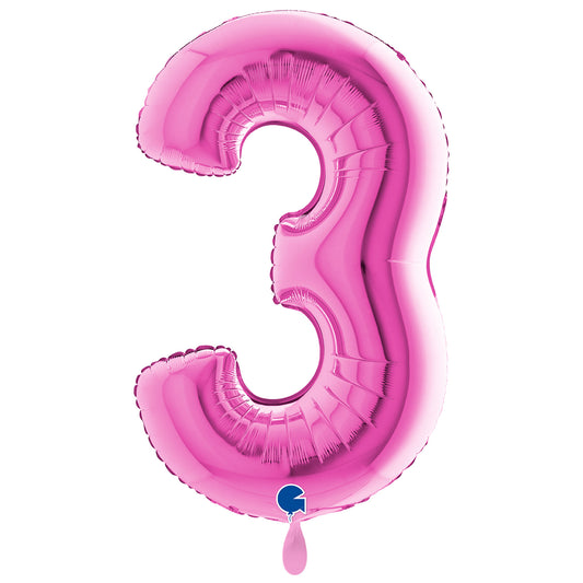 1 Balloon XXL - Number 3 - Fuxia