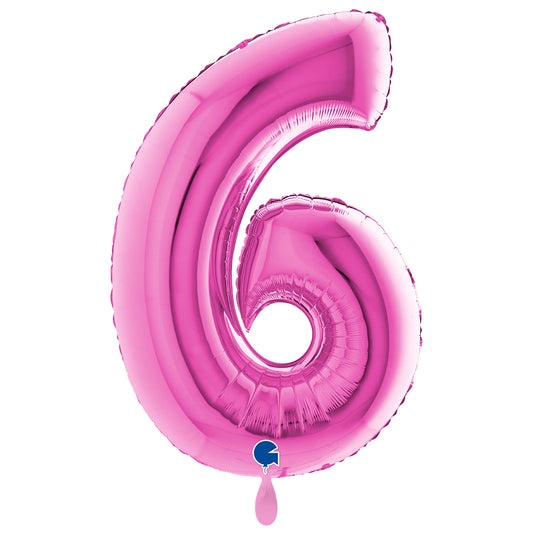 1 Balloon XXL - Number 6 - Fuxia
