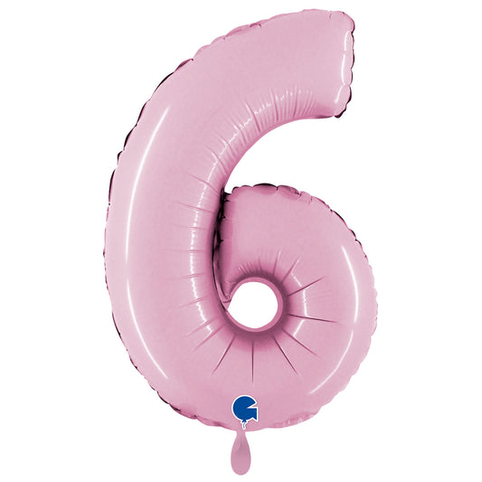 1 Balloon XXL - Number 6 - Pastel Pink
