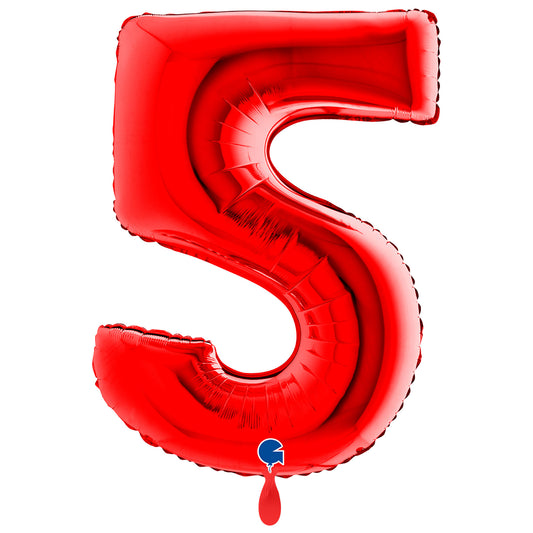 1 Balloon XXL - Number 5 - Red