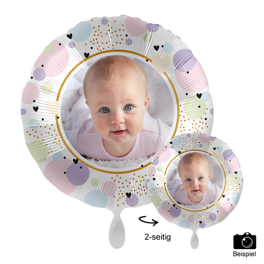 1 Ballon mit Foto - Pastel Hearts